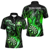 Maxcorners Personalized Skull & Dragon Darts Shirt For Men Custom Lightning Dartboard Team Jersey |Green LM1109