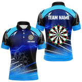 Maxcorners Personalized Blue Thunder Lightning Darts Jersey For Men Custom Darts Team Shirt Polo & 1/4 Zi MT2808