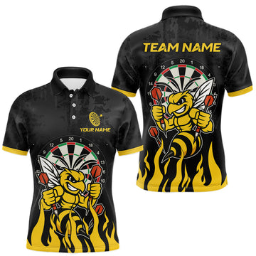 Maxcorners Black And Yellow Funny Bee Darts Shirts For Men Custom Darts Team Jersey, Personalized Darts Gifts LM1307