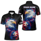 Maxcorners Patriotic Eagle 8 Ball Billiard Polo & 1/4 Zip For Men Custom Paint Splash Us Flag Billiard Jersey TU1011