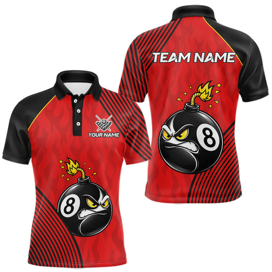 Maxcorners Personalized Red Funny 8 Ball Bomb Billiard Shirt For Men Custom Pool Team Jersey, Billiard Gifts