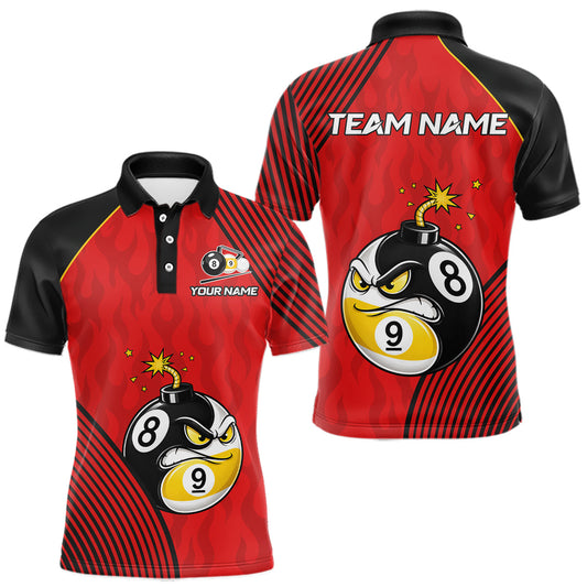 Maxcorners Personalized Red Funny 8 Ball 9 Ball Pool Bomb Billiard Shirt For Men Custom Billiard Team Jersey