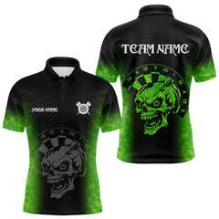 Maxcorners Black And Green Skull Darts Shirt For Men Custom Darts Jersey Pocket Option MT1511
