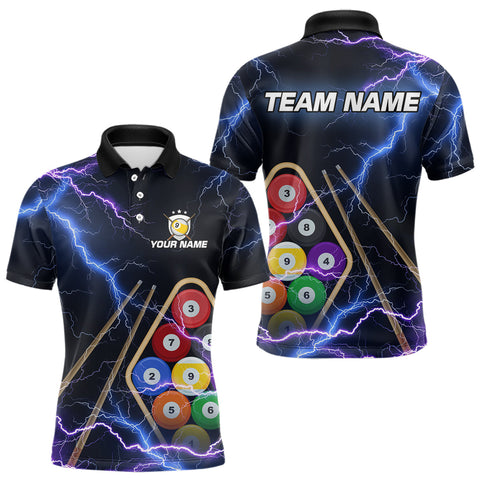 Maxcorners Purple Thunder Lightning 9 Ball Billiard Shirt For Men Custom 9 Ball Team Shirt, Billiards Jerseys TU2710