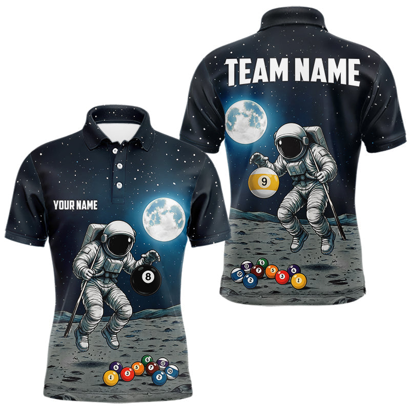 Maxcorners Funny Astronaut 8 Ball & 9 Ball Billiard Shirts For Men Custom Billiard Team Jersey, Pool Gifts
