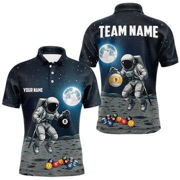 Maxcorners Funny Astronaut 8 Ball & 9 Ball Billiard Shirts For Men Custom Billiard Team Jersey, Pool Gifts LM0410