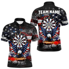 Maxcorners Personalized Dartboard Eagle American Flag Darts Shirt For Men, Patriotic Darts Team Jersey LM1411