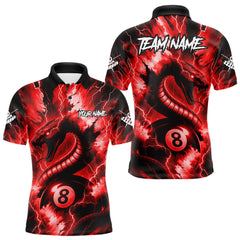 Maxcorners Red 8 Ball Thunder Lightning Cobra Snake Billiard Shirt For Men Custom Billiard League Pool Jersey TU1609