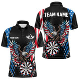 Maxcorners Personalized American Flag Eagle Patriotic Darts Shirt For Men Custom Darts Jersey Polo & 1/4 Zip MT2009