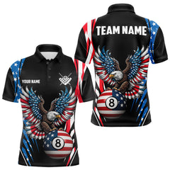 Maxcorners Personalized American Flag Eagle Patriotic Billiard Shirt For Men Custom 8 Ball Pool Team Jersey MT2009