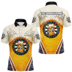 Maxcorners Funny Yellow Angry Beer Darts Shirt For Men Custom Darts Jersey Team Polo & Quarter Zip