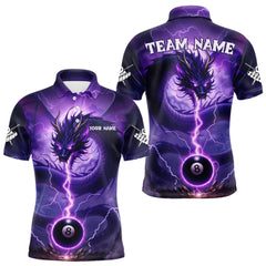 Maxcorners Purple 8 Ball Lightning Dragon Billiard Jersey For Men Custom Pool Team Shirt Polo & 1/4 Zip TU2310