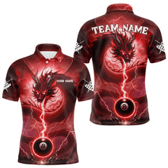 Maxcorners Red 8 Ball Lightning Dragon Billiard Jersey For Men Custom Pool Team Shirt Polo & 1/4 Zip TU2310