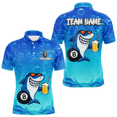 Maxcorners Blue Funny Shark 8 Ball Billiard Shirts For Men Custom Pool Team Shirt, Billiard Polo & 1/4 Zip TU2710