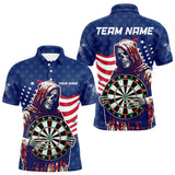 Maxcorners American Flag Grim Reaper Darts Shirt For Men Custom Patriotic Darts Jersey Team Polo & 1/4 Zip MT0111
