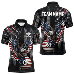 Maxcorners Grunge American Flag Eagle Patriotic Billiard Shirt For Men Custom 8 Ball Pool Team Jersey TU0112