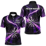 Maxcorners Personalized Purple Lightning Mens Dart Shirts Custom Glowing Darts Team Jersey Polo & 1/4 Zip TU0411