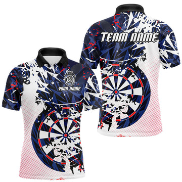Maxcorners Personalized Paint Splash Darts Shirt For Men Custom Darts Jersey Team Polo & 1/4 Zip |Red
