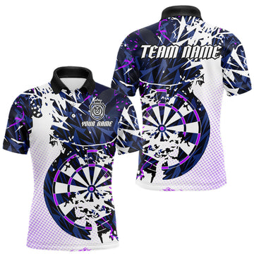 Maxcorners Personalized Paint Splash Darts Shirt For Men Custom Darts Jersey Team Polo & 1/4 Zip |Purple
