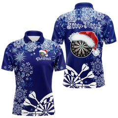 Maxcorners Blue Christmas Snowflake Pattern Darts Shirt For Men Custom Dart Jersey, Xmas Darts Gifts LM1411