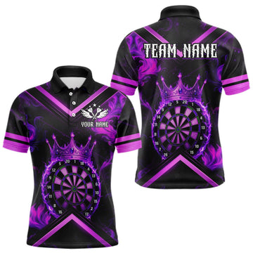 Maxcorners Black And Purple Dartboard Crown Darts Shirt For Men Custom Dart Jerseys Team Polo & 1/4 Zip LM2709