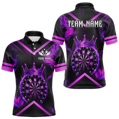 Maxcorners Black And Purple Dartboard Crown Darts Shirt For Men Custom Dart Jerseys Team Polo & 1/4 Zip TU1711