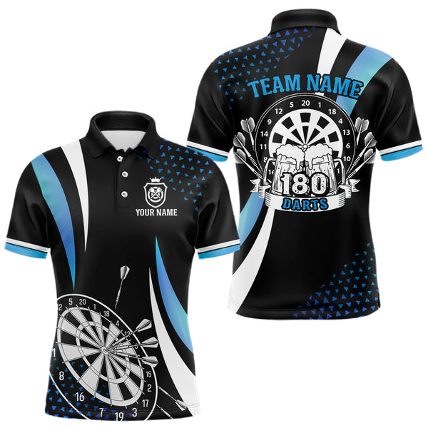 Maxcorners Funny Black And Blue 180 Darts Shirt For Men Custom Dartboard Jersey Team Polo & Quarter Zip LM2110