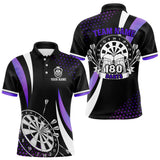 Maxcorners Funny Black And Purple 180 Darts Shirt For Men Custom Dartboard Jersey Team Polo & Quarter Zip LM2110