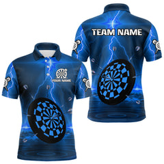 Maxcorners Personalized Dartboard Thunder Lightning Blue Darts Shirt For Men Custom Glowing Darts Team Jersey  LM0210
