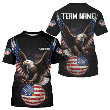 Maxcorners US Flag 250Th Anniversary Mens Pickleball Shirt Custom Eagle Patriotic Pickleball Clothings LM0106