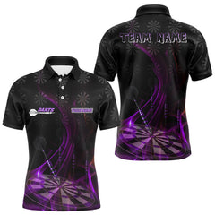 Maxxcorners Flaming Dartboard 3D & Dart Arrow Purple Men's Darts Shirt Custom Name For Players MT0307