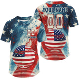 Maxcorners Grunge USA Flag Baseball Jersey For Men Personalized Patriotic Baseball Shirt LM2608