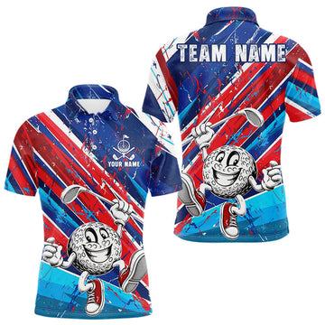 Maxcorners Funny Golfer Blue And Red Golf Polo Shirts For Men Custom Golf Team Outfits Golf Gifts LM0208