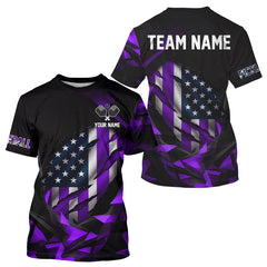Maxcorners Custom Black & Purple Patriotic Pickleball Men T-Shirt US Flag Pickleball Jersey LM0910