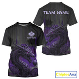Maxcorners Purple Dripping Dragon Custom Pickleball Ball T-Shirt Men Grunge Pickleball Jerseys MT0811