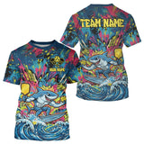 Maxcorners Funny Shark Graffiti Plays Pickle Custom Men's Pickleball T-Shirt Pickleball Team Gifts MT0811