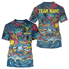 Maxcorners Funny Shark Graffiti Plays Pickle Custom Men's Pickleball T-Shirt Pickleball Team Gifts MT0811