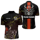Maxcorners Red Horned Warrior Skull Men's Dart Shirt - Personalized Name For Darts Jersey LM1506
