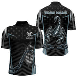 Maxcorners Flame Darts & Scorpion Men's Darts Shirt - Custom Name For Steel Blue Darts Jersey LM1506