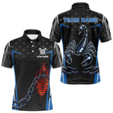Maxcorners Flame Dart Arrow & Scorpion Men's Darts Shirt - Custom Name For Blue Darts Jersey LM1506
