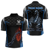 Maxcorners Flame Dart Arrow & Scorpion Men's Darts Shirt - Custom Name For Blue Darts Jersey LM1506