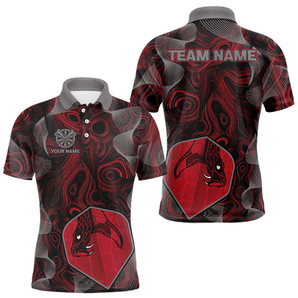Maxcorners Dragon Darts Flight & Red Swirl Men's Darts Team Shirt - Custom Name For Players LM1506