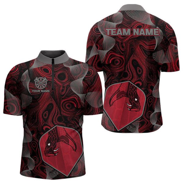 Maxcorners Dragon Darts Flight & Red Swirl Men's Darts Team Shirt - Custom Name For Players LM1506