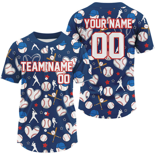 Maxcorners Custom Colorful Funny Baseball Ball Shirt For Men Blue Baseball Jerseys Gifts LM0910
