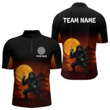 Maxcorners Full Moon Ninja & Dart Arrows Men's Darts Shirt - Custom Name For Darts Jersey LM1506