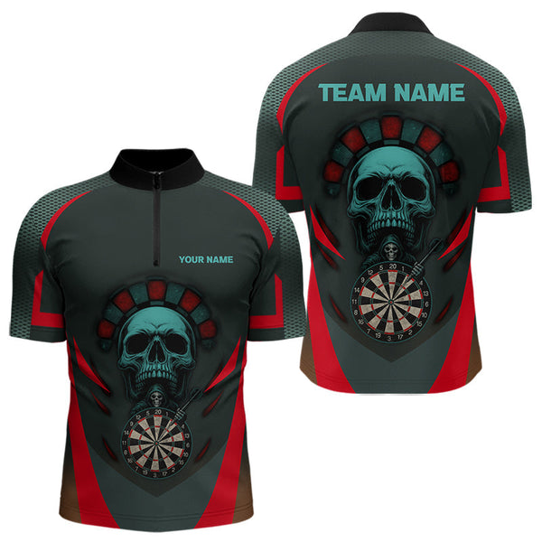 Maxcorners Spartan Skull Style Warrior Men's Darts Team Shirt - Personalized Name For Players LM1506