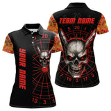 Maxcorners Flaming Skull Rock Hand & Red Dartboard Men's Darts Shirt - Custom Name For Players LM1506