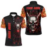 Maxcorners Flaming Skull Rock Hand & Red Dartboard Men's Darts Shirt - Custom Name For Players LM1506