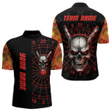 Maxcorners Flaming Skull Rock Hand & Red Dartboard Men's Darts Shirt - Custom Name For Players LM1506