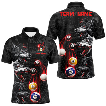 Maxcorners Custom Red Thunder 8 Ball & 9 Ball Pool Team Shirt For Men Funny Wolfs Billiard Tournament Jerseys